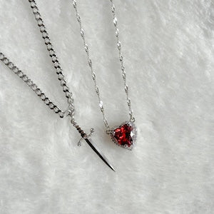 🔥Heart and Sword Necklace-2 Piece Necklace Set